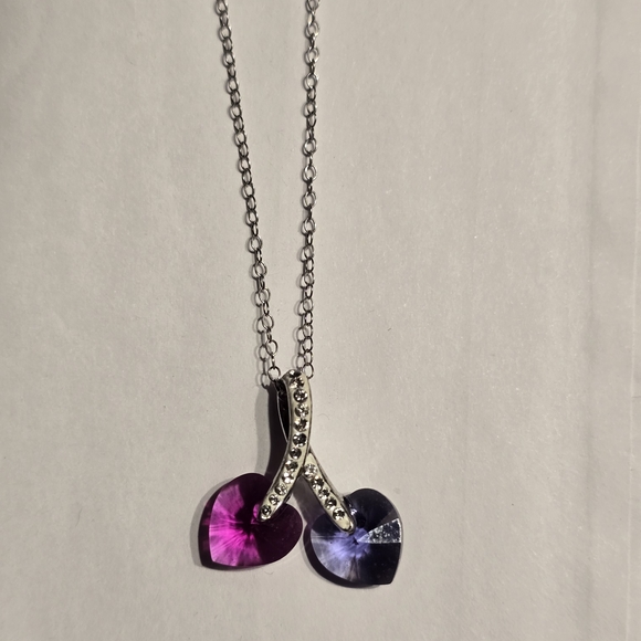 Jewelry - Chic Heart Pendant Necklace with Pink and Purple Accents